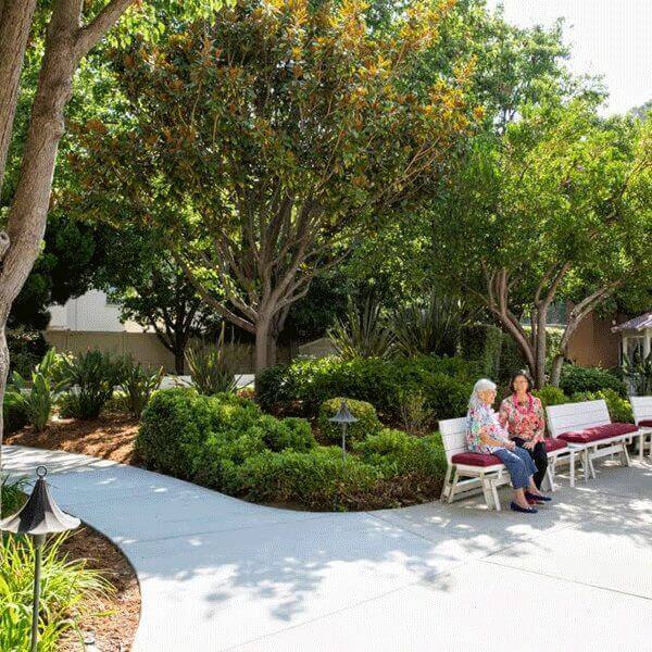 Relaxing in the courtyard at San Leandro